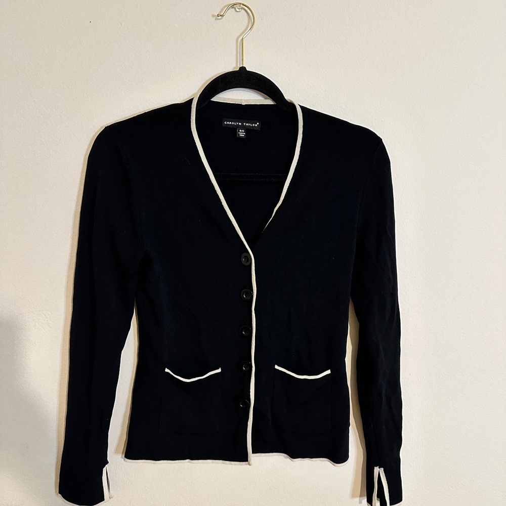 Chico's Black Cardigan with White Trim